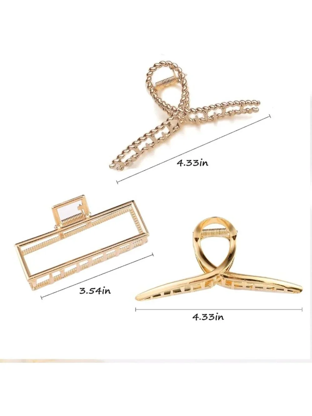 3 PCS Large Metal Claw Clips for Thick Hair - Strong Hold Non-Slip Barrettes